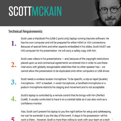 Scott McKain technical requirements