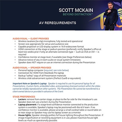 Scott McKain technical requirements